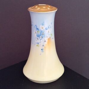 Antique Hat Pin Holder Bavaria Hand Painted Flowers Gold Top Flared Porcelain
